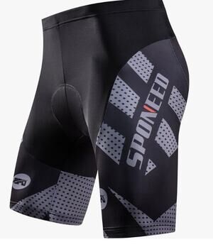 Sponeed US Large Black Gray Padded Bike Shorts